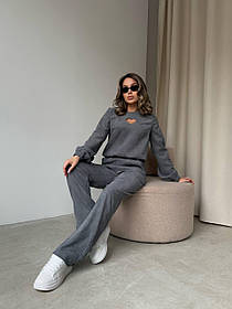 Жіночий вельветовий однотонний костюм кофта і штани