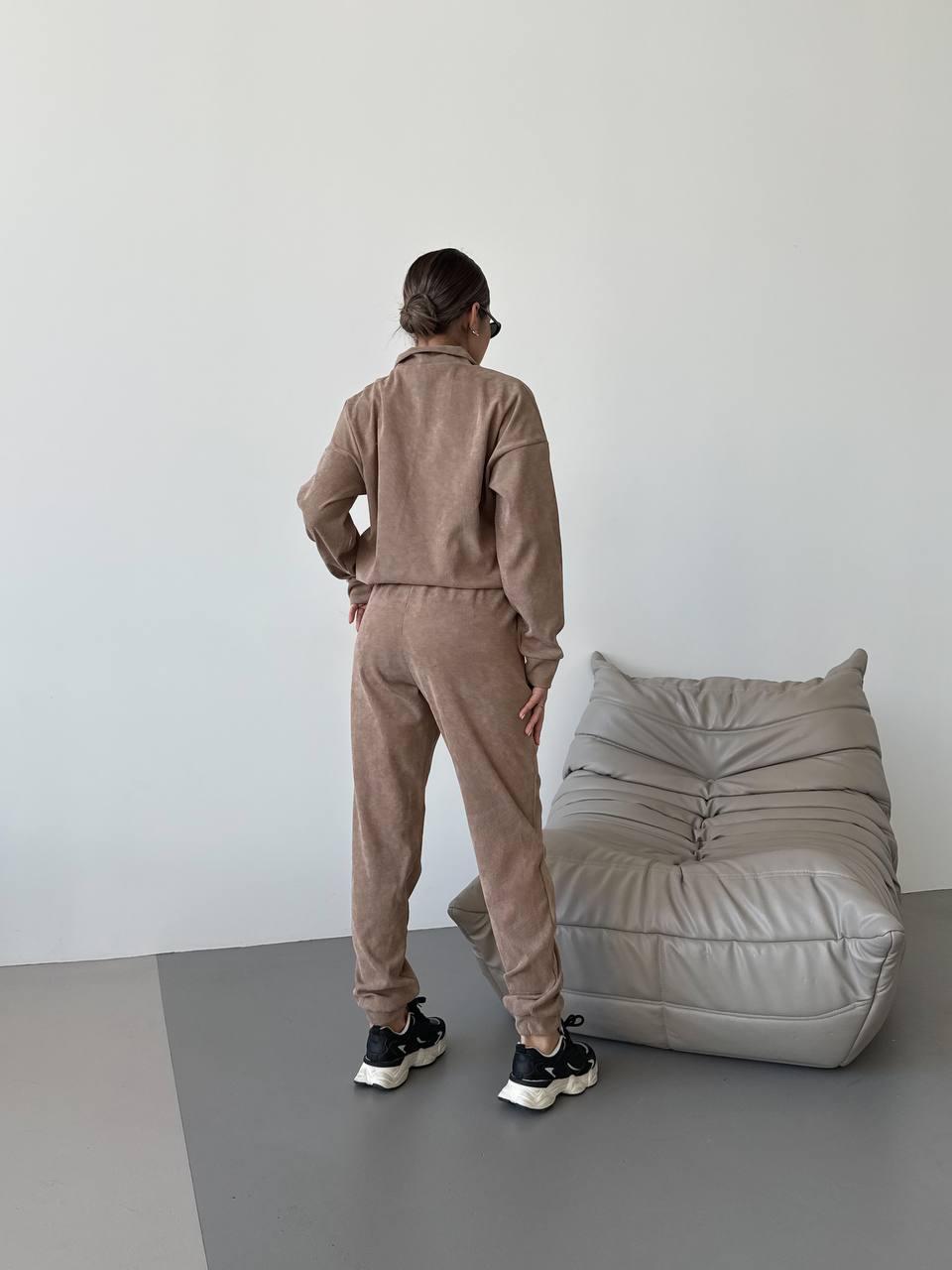 Жіночій повсякденний вельветовий костюм кофта та штани, фото 1