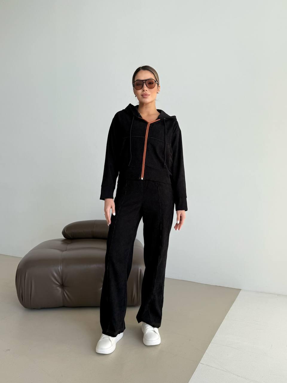 Жіночій вельветовий костюм з кишенями на блискавці, фото 1