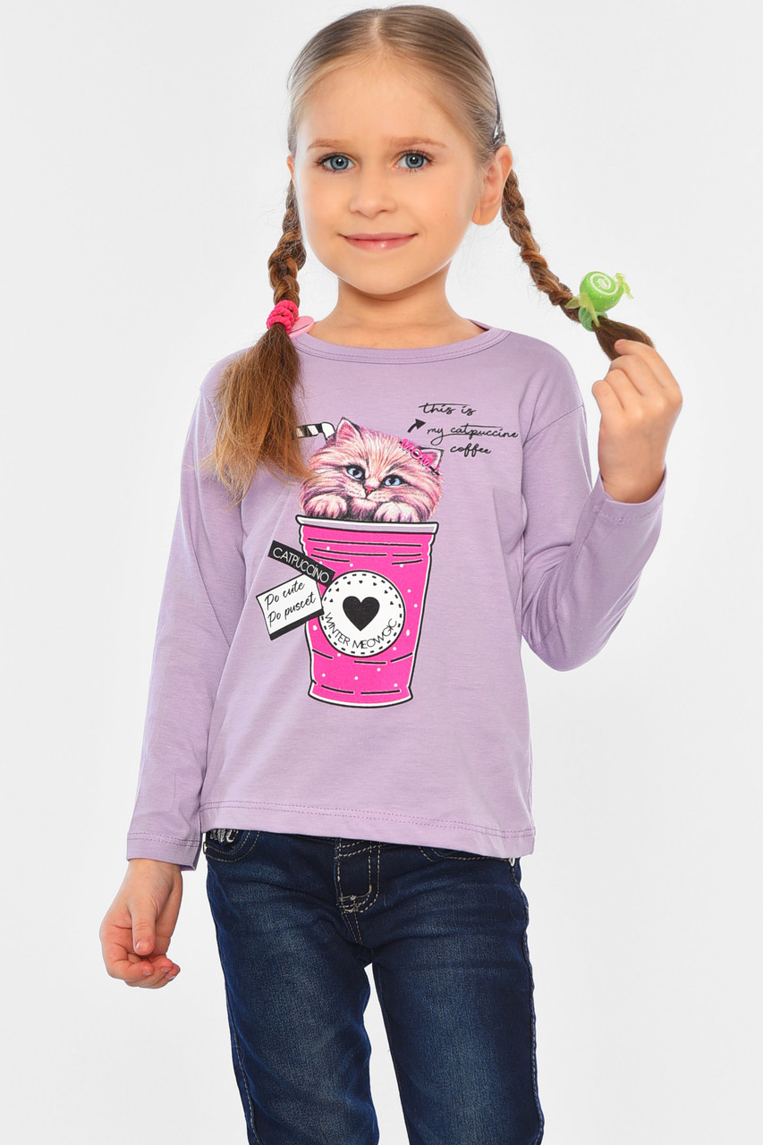 Лонгслів дитячий для дівчинки бузкового кольору 196553M, фото 1