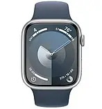 Смарт-годинник Apple Watch Series 9 GPS 41mm Silver Aluminium Case with Storm Blue Sport Band S/M (MR903), фото 3