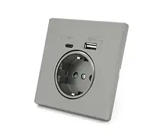 Розетка Voltronic Socket Gray AC:110-250V / 16A, Type-C / USB