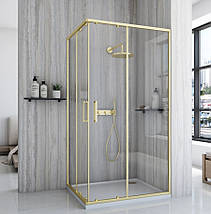 Душова кабіна REA CITY BRUSHED GOLD 100х80х195 см без піддону золото скло прозоре розсувні двері, фото 3