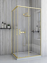 Душова кабіна REA CITY BRUSHED GOLD 100х80х195 см без піддону золото скло прозоре розсувні двері, фото 5