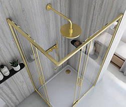 Душова кабіна REA CITY BRUSHED GOLD 100х80х195 см без піддону золото скло прозоре розсувні двері, фото 6