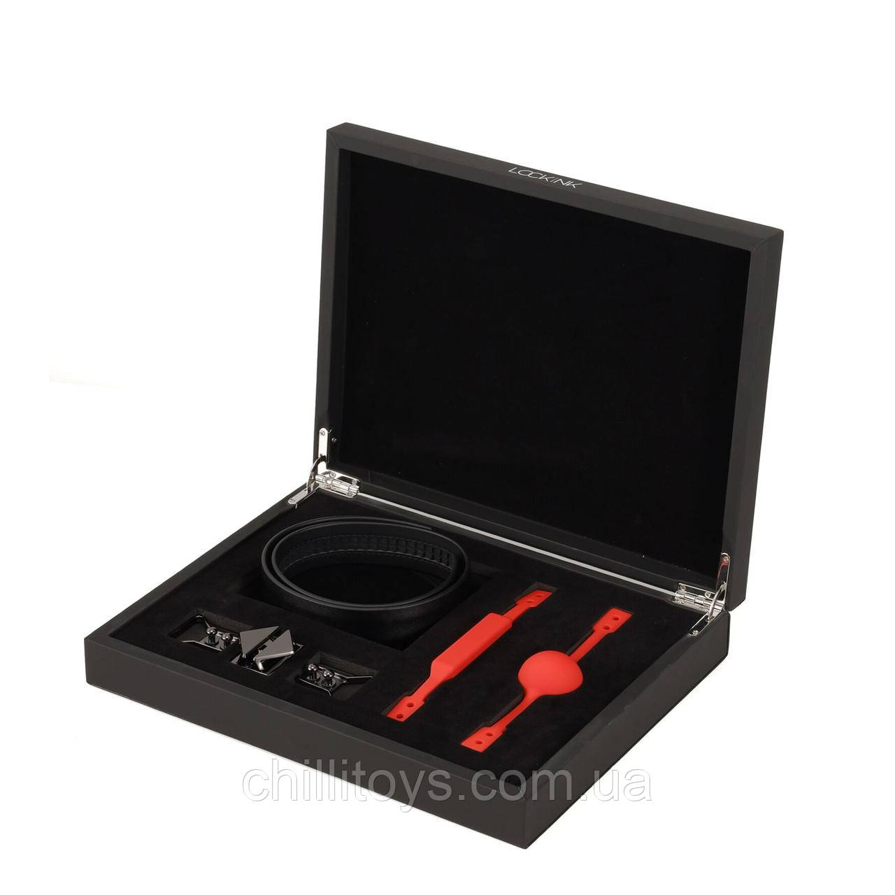Шкіряний кляп з 2-ма насадками LOCKINK Ball-Gag & Gag-bite Set - Black, фото 1