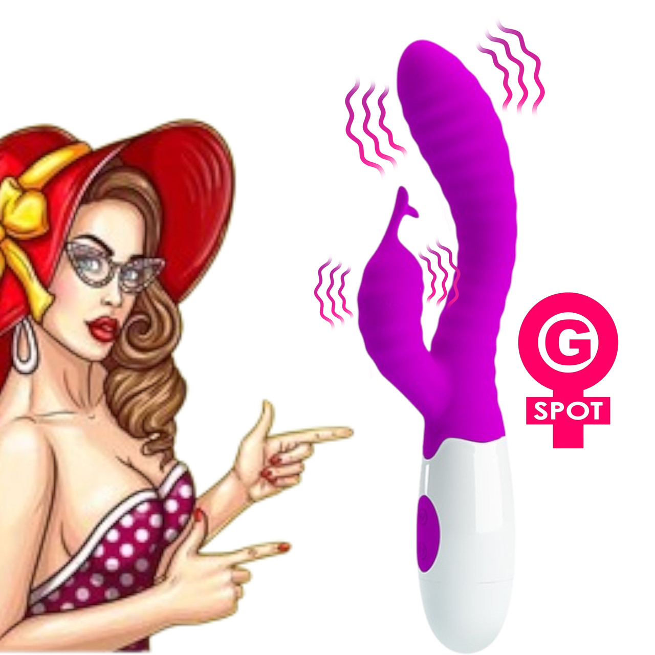 Силіконовий вібратор для жінок з додатковою стимуляцією клітора Rabbit Vibrator Hyman
