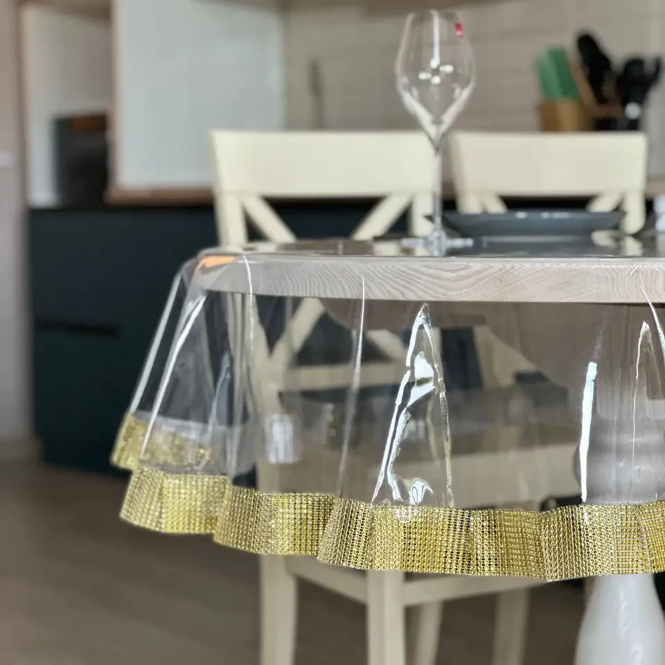 Силіконова скатертина овальна золото cristal золото 120 на 150