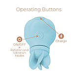 Вібратор Adrien Lastic Caress Blue з насадками для стимуляції ерогенних зон, які обертаються., фото 7