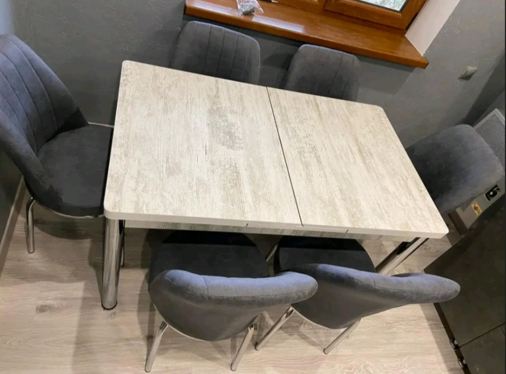 Комплект кухонний розкладний стіл і 6 стільці гартоване скло - фото покупців 1