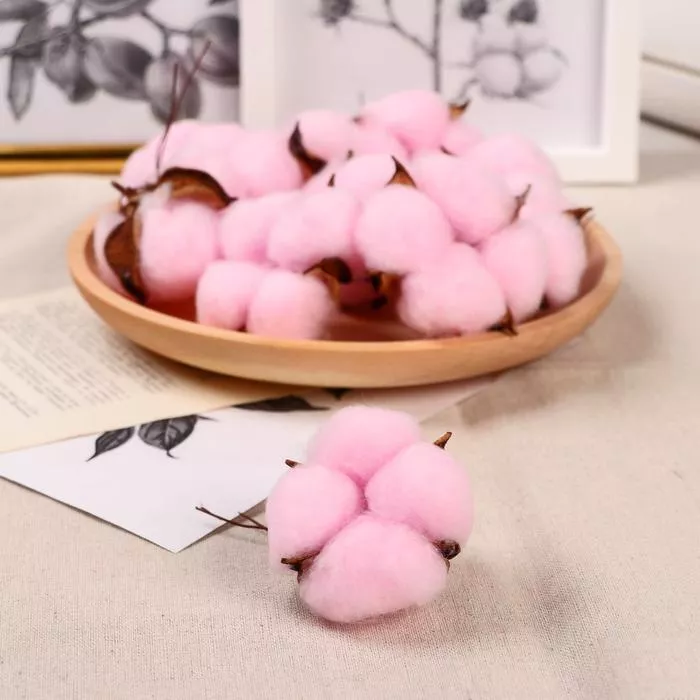 Декоративний елемент Коробочки Бавовна Сухоцвіт 6 см рожевий для декору Цена за 15 шт.