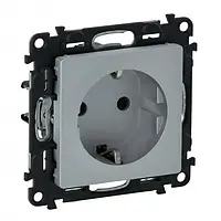 Розетка Legrand Valena LIFE Schuko Aluminum із заземленням автоматичні клеми