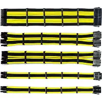 Кабель для компютерних комплектуючих Qube QBWSET24P2x8P2x8PBY Black 1*24P MB, 2*4+4P CPU,2*6+2P VGA