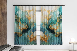 Штори з принтом «Блакитно-золоті візерунки. Blue and gold patterns», фото 1
