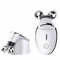 Микротоковый роликовый массажер для лица против морщин миостимулятор с EMS Белый Kakusan