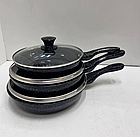 Набір алюмінієвих сковорідок Zepline ZP-700 24/26/28см Чорний, фото 3