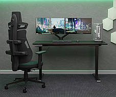 Геймерське ергономічне ігрове комп'ютерне крісло Cyberlux V8 Fabric Green тканинне, фото 4