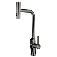 Змішувач для кухні з висувною лійкою Mixxus FALCON 014 GRAPHITE, 4 режими,з індикатором температури (MI6839)