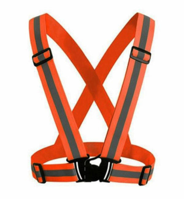 Світловідбиваючий пояс-жилет (портупея) – сигнальний ремінь для безпеки на дорозі, роботи, тренувань, фото 1
