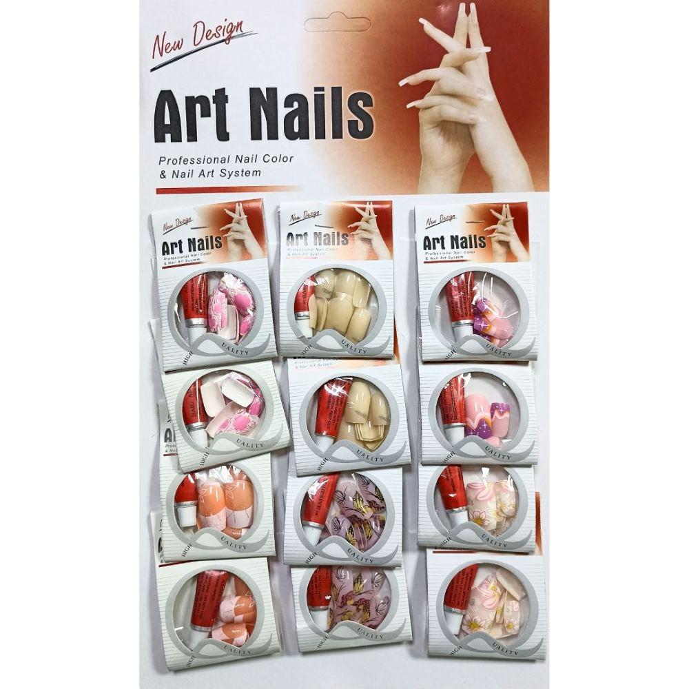 Накладні нігті з клеєм Art Nails, набір 12 штук , 001