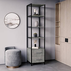 Стелаж для дому в стилі лофт, стелаж з шухлядами лофт, книжковий стелаж лофт для дому N-04