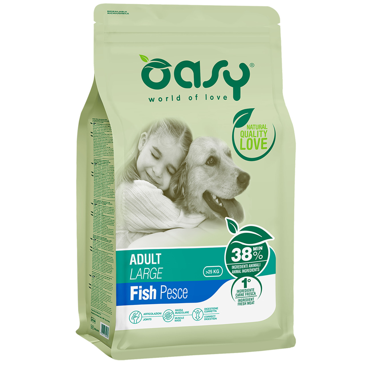 Сухий корм для собак великих порід OASY LIFESTAGE Adult Large, риба 3 кг