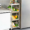 Пластикова етажерка на коліщатках стелаж 4 яруси для книг, документів, журналів, дитячих іграшок, посуду, фото 3