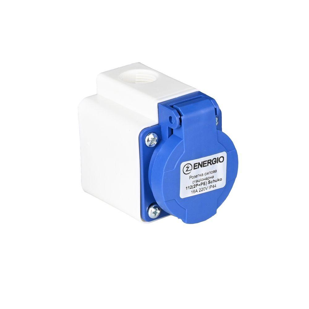 Розетка стаціонарна силова 112(2P+PE) Schuko 16A 220В IP44 IC-112 ENERGIO