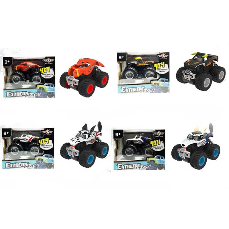 Джип H8893-1-3-5-6 інерц., корпус-монстр, гумові колеса, 4 види, кор., 12,5-10-9 см., фото 1