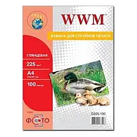 Фотобумага WWM G225.100 White А4, 100л, глянцевый, 225 г/м2