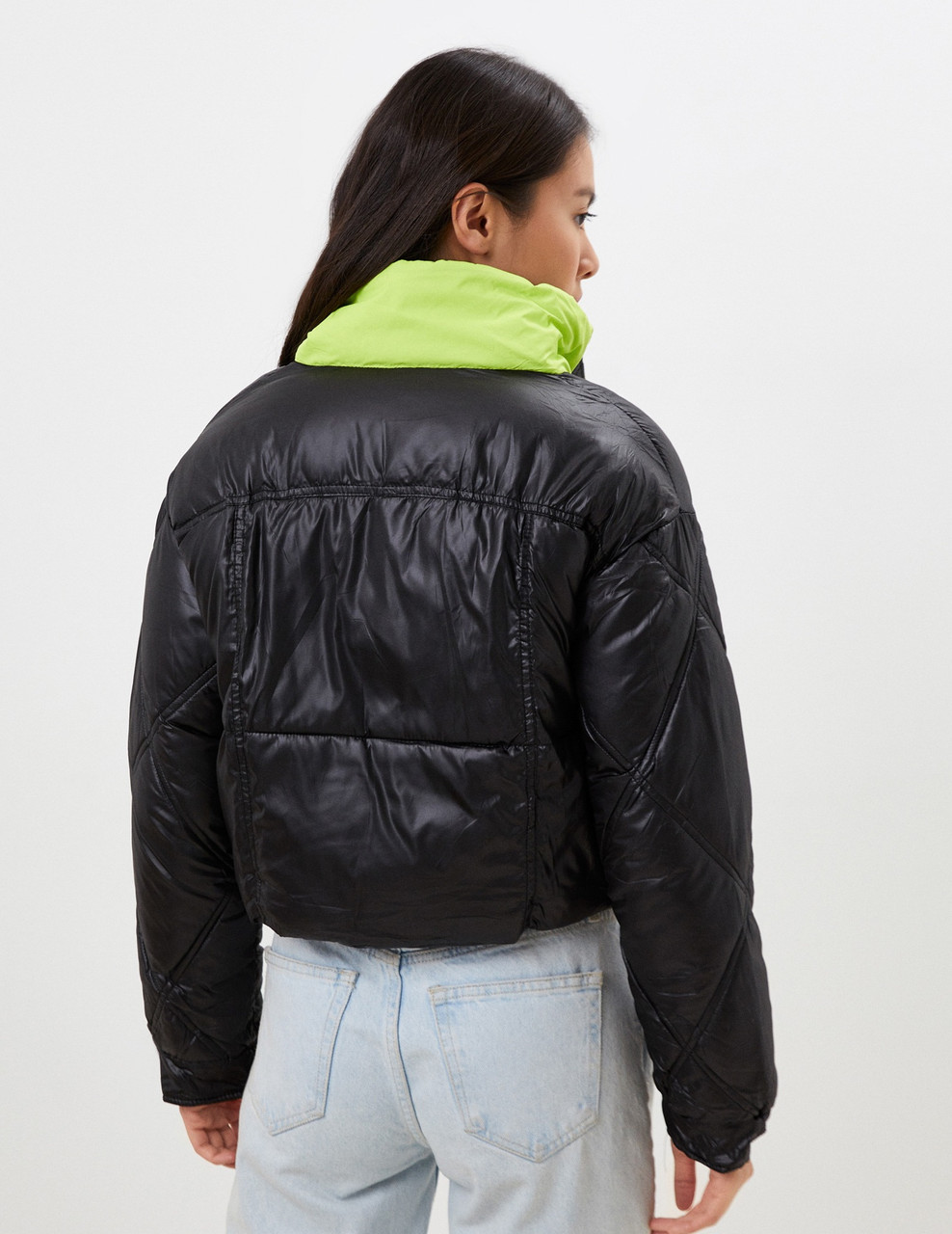 Куртка пуффер чорна коротка жіноча, фото 1