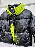 Куртка пуффер чорна коротка жіноча, фото 2