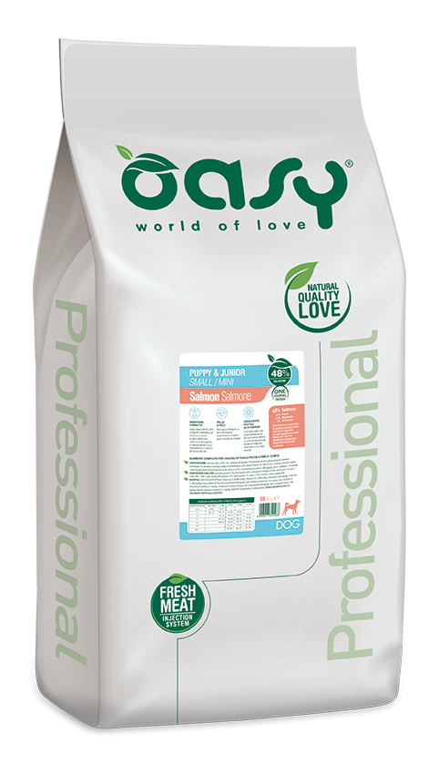 Сухий корм для цуценят малих та мініатюрних порід Oasy One Animal Protein Puppy Small and Mini, лосось 18 кг