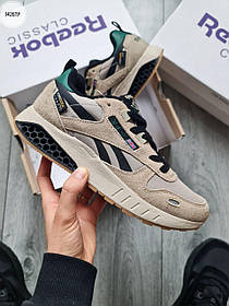 Світлі кроссівки для хлопців Reebok Classic Leather Hexalite Cordura. Бежеве чоловіче взуття Рібок.