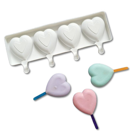 Силіконова форма Ескімо Серця (4шт) Колір в асортименті