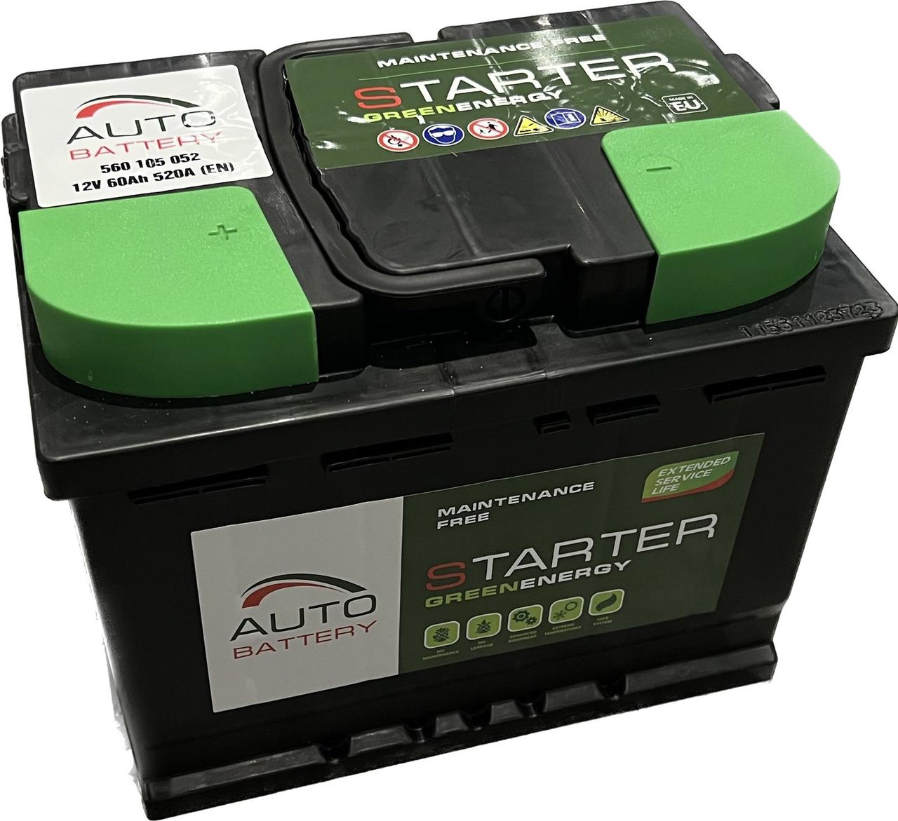 Автомобільний акумулятор 60Aг STARTER GE (+/-) (Виробництво Monbat) EN520 278x175x190