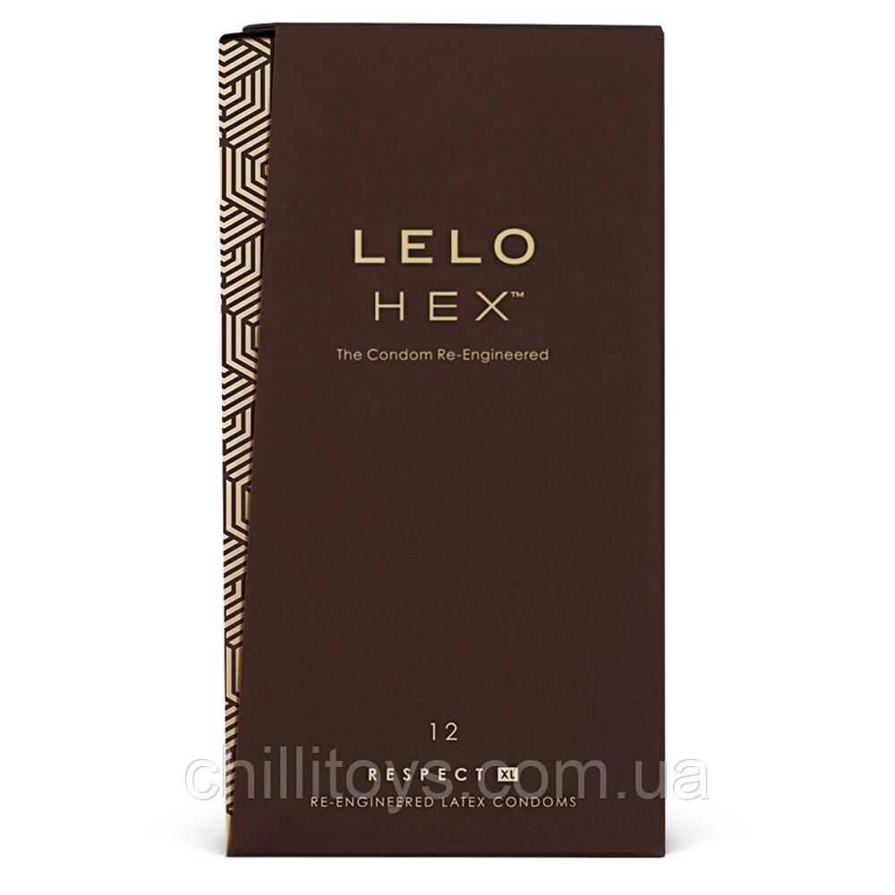 Презервативи LELO HEX Condoms Respect XL 12 Pack, тонкі та суперміцні, збільшений розмір