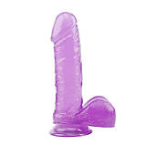 Фіолетовий фалоімітатор із мошонкою на присосці 7.7 Inch Dildo, Фиолетовый, фото 3