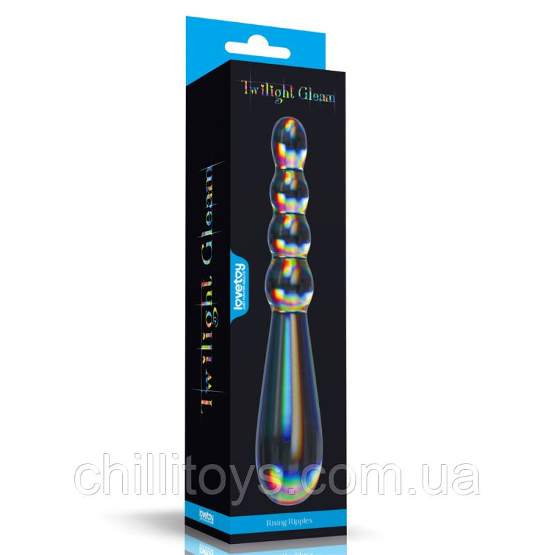 Скляний дилдо Twilight Gleam Glass Dildo Rising Ripples, Прозрачный