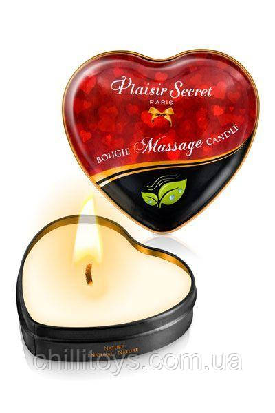 Розпродаж!!! Масажна свічка серце Plaisirs Secrets Natural (35 мл) (термін придатності 09.2025)