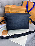 Чоловіча шкіряна сумка Louis Vuitton Voyager PM Monogram Shadow чекацтво преміум, фото 7