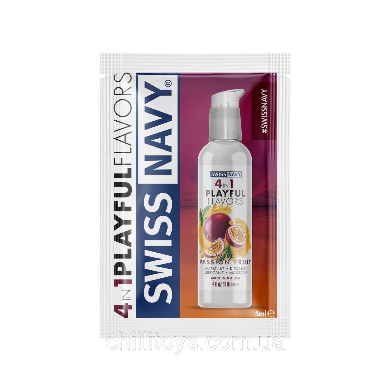 Пробник Swiss Navy 4 in 1 Wild Passion Fruit 5 мл, фото 1