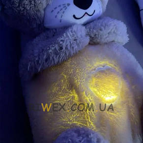 Дитяча заспокійлива м'яка іграшка-нічник для сну з функцією дихання "Казкова видра" Молочний (HA-400), фото 2