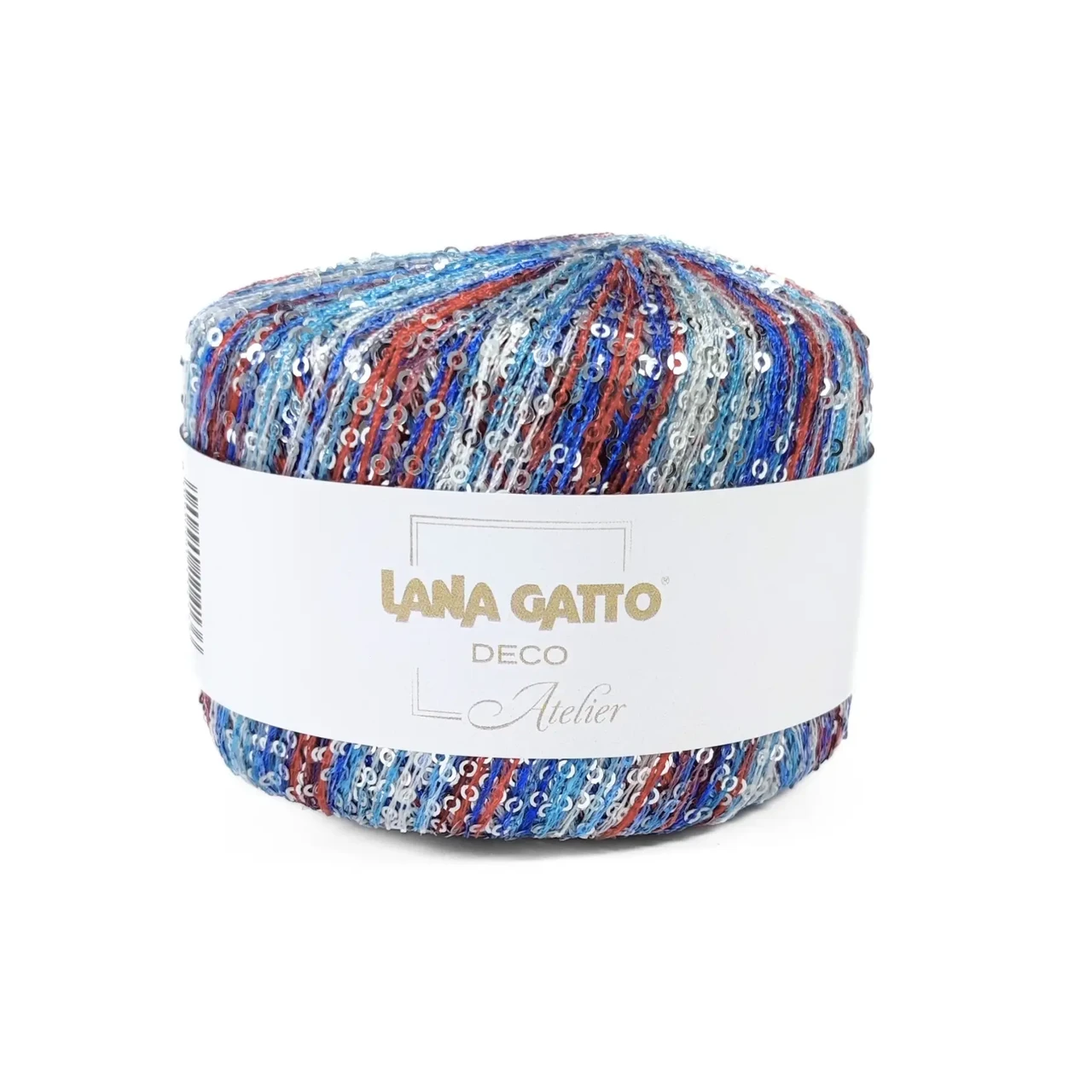 Пряжа Deco/Деко, блакитний-червоний мікс 30905, Lana Gatto