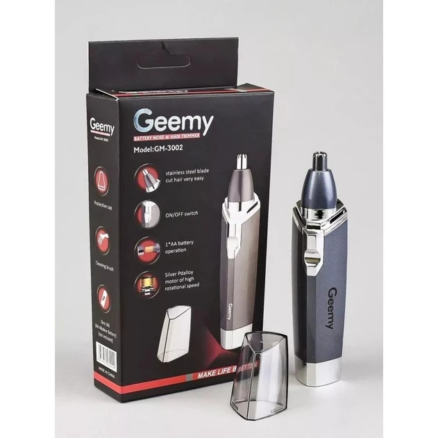 Тример для носа та вух на батарейках Geemy GM-3002 100шт 6398