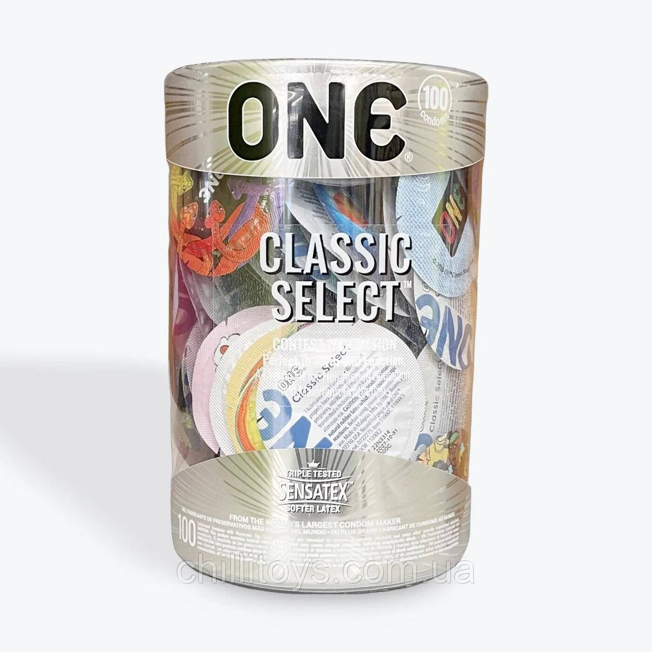 Набір презервативів ONE Classic Select - Contest Collection 100 шт, мегапак тюб, фото 1