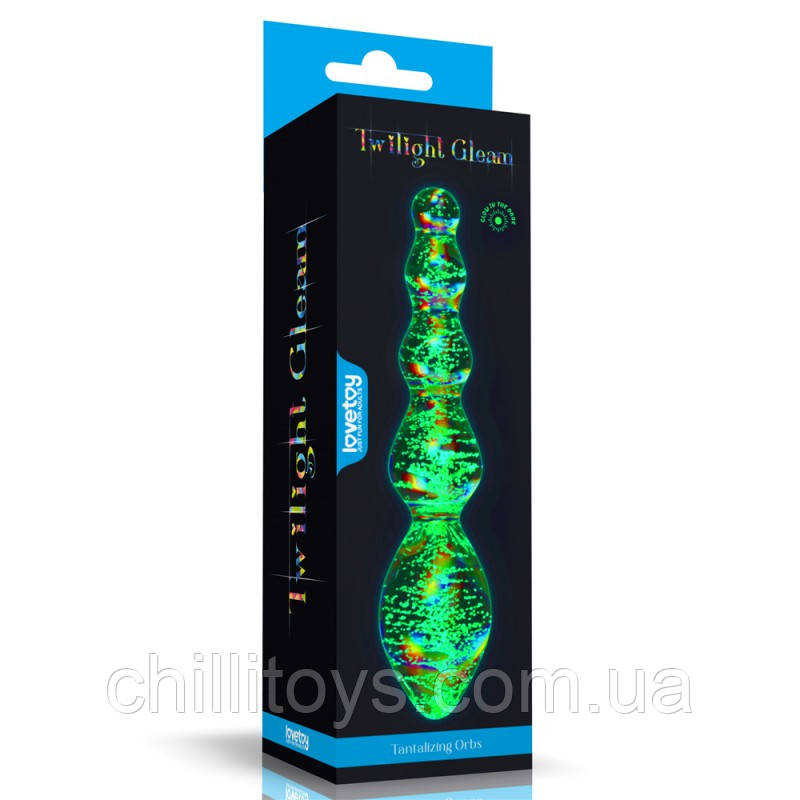 Фалоімітатор, що світиться Twilight Gleam Glass Dildo Tantalizing Orbs