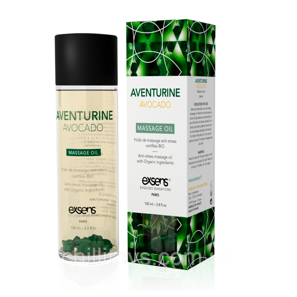 Розпродаж!!! Масажна олія EXSENS Aventurine Avocado (антистрес) 100мл (термін 12.2024)