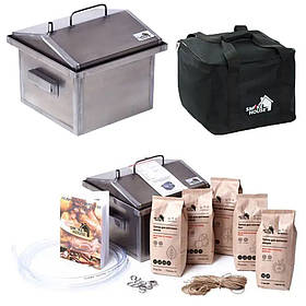 Двоярусна Коптильня для гарячого копчення зі сталі 1.5 мм. Smoke House S з сумкою + Подарунок