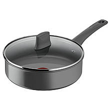 Tefal Сотейник з кришкою Renewal, 24см, алюміній, бакеліт, скло, чірий